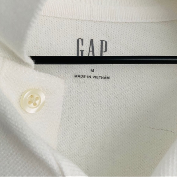 Gap Long Sleeve Polo Shirt White Size Medium - Picture 4 of 5